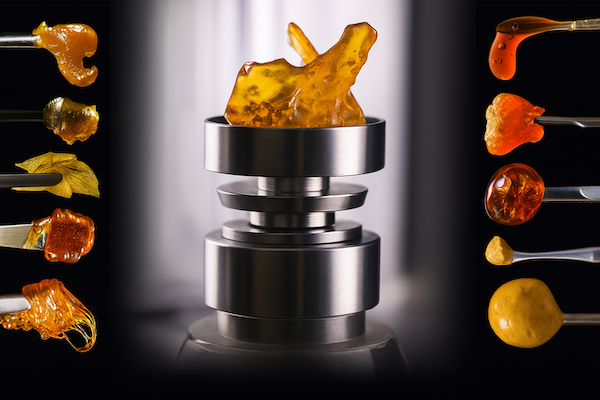 Different cannabis extracts: rosin, dry sift, bubble hash, live resin