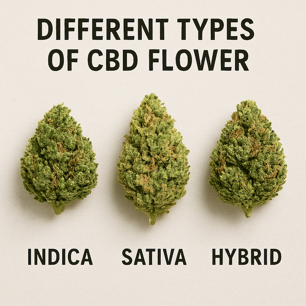 Different types of CBD flower: Indica, Sativa, Hybrid