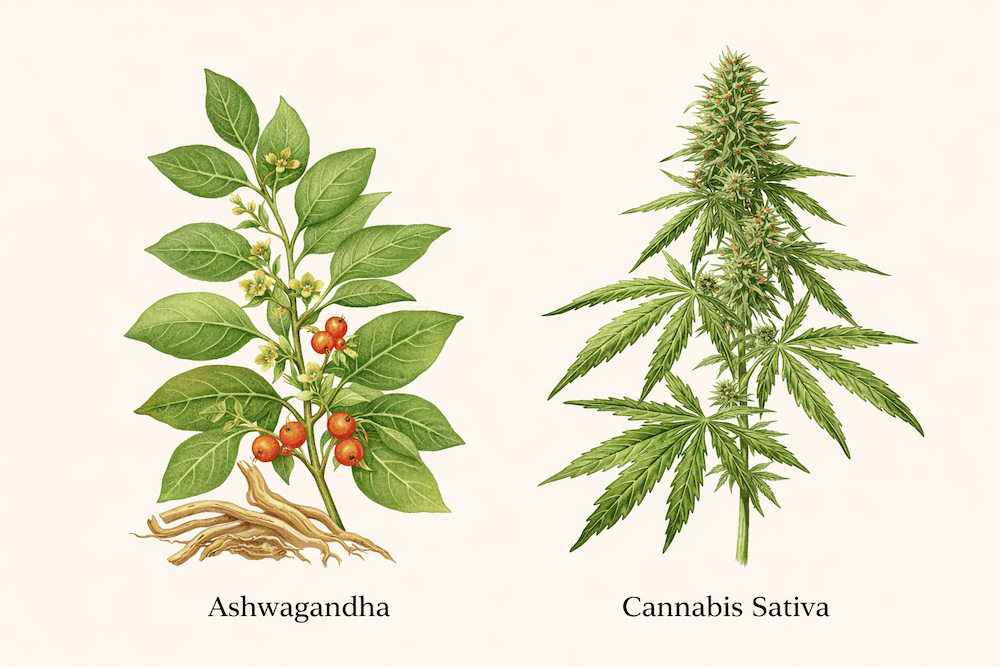 Botanical comparison of ashwagandha and Cannabis sativa